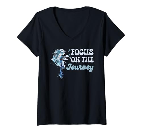 Damen Positivität FOCUS ON THE JOURNEY Pusteblume Lustig Löwenzahn T-Shirt mit V-Ausschnitt Damen Positivität FOCUS ON THE JOURNEY Pusteblume Lustig Löwenzahn T-Shirt mit V-Ausschnitt von Pusteblume Geschenk Löwenzahn Shirt Positivität