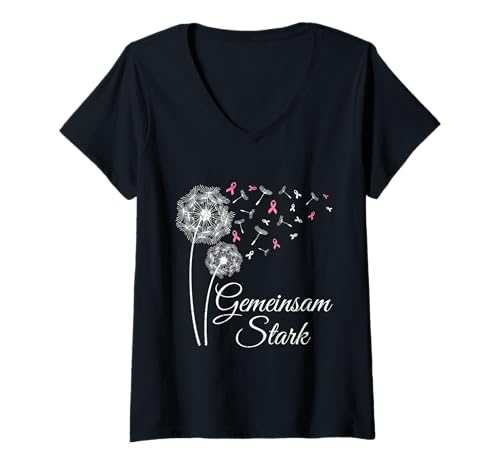 Damen Positivität GEMEINSAM STARK Löwenzahn Lustig Pusteblume T-Shirt mit V-Ausschnitt Damen Positivität GEMEINSAM STARK Löwenzahn Lustig Pusteblume T-Shirt mit V-Ausschnitt von Pusteblume Geschenk Löwenzahn Shirt Positivität