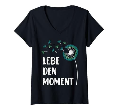Damen Positivität LEBE DEN MOMENT Pusteblume Lustiges Löwenzahn T-Shirt mit V-Ausschnitt Damen Positivität LEBE DEN MOMENT Pusteblume Lustiges Löwenzahn T-Shirt mit V-Ausschnitt von Pusteblume Geschenk Löwenzahn Shirt Positivität