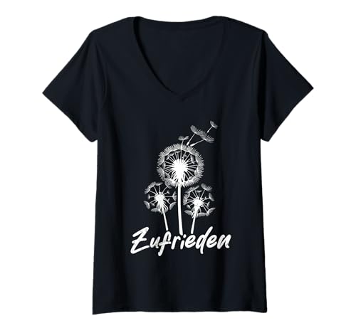 Damen Positivität ZUFRIEDEN Pusteblume Lustiges Löwenzahn T-Shirt mit V-Ausschnitt Damen Positivität ZUFRIEDEN Pusteblume Lustiges Löwenzahn T-Shirt mit V-Ausschnitt von Pusteblume Geschenk Löwenzahn Shirt Positivität