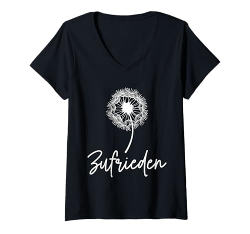Damen Positivität ZUFRIEDEN Pusteblume Lustiges Löwenzahn T-Shirt mit V-Ausschnitt Damen Positivität ZUFRIEDEN Pusteblume Lustiges Löwenzahn T-Shirt mit V-Ausschnitt von Pusteblume Geschenk Löwenzahn Shirt Positivität