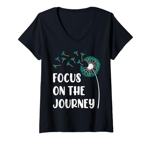Damen Pusteblume FOCUS ON THE JOURNEY Lustiges Löwenzahn T-Shirt mit V-Ausschnitt Damen Pusteblume FOCUS ON THE JOURNEY Lustiges Löwenzahn T-Shirt mit V-Ausschnitt von Pusteblume Geschenk Löwenzahn Shirt Positivität