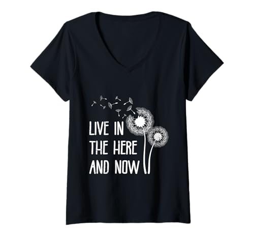 Damen Pusteblume LEBE DEN AUGENBLICK Lustiges Löwenzahn T-Shirt mit V-Ausschnitt Damen Pusteblume LEBE DEN AUGENBLICK Lustiges Löwenzahn T-Shirt mit V-Ausschnitt von Pusteblume Geschenk Löwenzahn Shirt Positivität