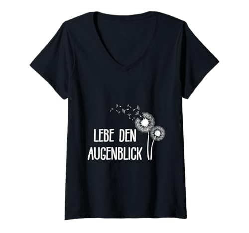 Damen Pusteblume LEBE DEN AUGENBLICK Lustiges Löwenzahn T-Shirt mit V-Ausschnitt Damen Pusteblume LEBE DEN AUGENBLICK Lustiges Löwenzahn T-Shirt mit V-Ausschnitt von Pusteblume Geschenk Löwenzahn Shirt Positivität