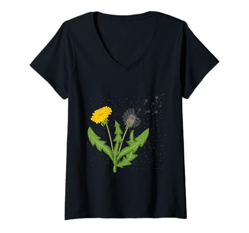 Damen Pusteblumen Liebhaber Gärtner LÖWENZAHN Lustiges Pusteblume T-Shirt mit V-Ausschnitt Damen Pusteblumen Liebhaber Gärtner LÖWENZAHN Lustiges Pusteblume T-Shirt mit V-Ausschnitt von Pusteblume Geschenk Löwenzahn Shirt Positivität