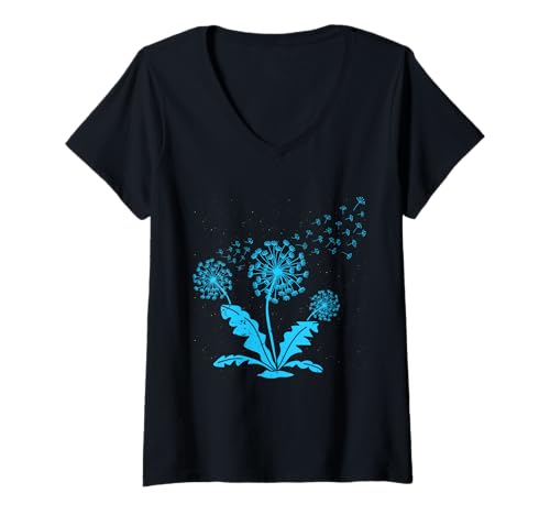 Damen Pusteblumen Liebhaber Gärtner LÖWENZAHN Lustiges Pusteblume T-Shirt mit V-Ausschnitt Damen Pusteblumen Liebhaber Gärtner LÖWENZAHN Lustiges Pusteblume T-Shirt mit V-Ausschnitt von Pusteblume Geschenk Löwenzahn Shirt Positivität