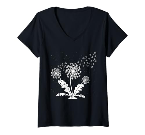 Damen Pusteblumen Liebhaber Gärtner LÖWENZAHN Lustiges Pusteblume T-Shirt mit V-Ausschnitt Damen Pusteblumen Liebhaber Gärtner LÖWENZAHN Lustiges Pusteblume T-Shirt mit V-Ausschnitt von Pusteblume Geschenk Löwenzahn Shirt Positivität