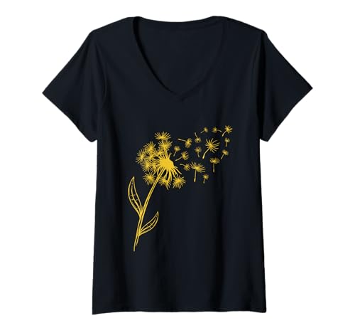Damen Pusteblumen Liebhaber Gärtner LÖWENZAHN Lustiges Pusteblume T-Shirt mit V-Ausschnitt Damen Pusteblumen Liebhaber Gärtner LÖWENZAHN Lustiges Pusteblume T-Shirt mit V-Ausschnitt von Pusteblume Geschenk Löwenzahn Shirt Positivität