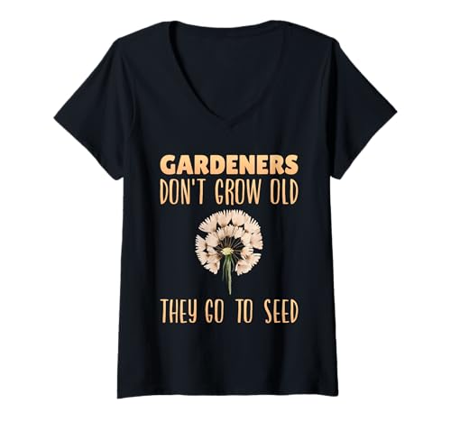 Damen Rentner GARDENERS DON'T GROW OLD Lustiges Pusteblume T-Shirt mit V-Ausschnitt Damen Rentner GARDENERS DON'T GROW OLD Lustiges Pusteblume T-Shirt mit V-Ausschnitt von Pusteblume Geschenk Löwenzahn Shirt Positivität