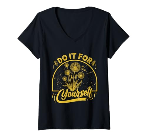 Damen Selbstrespekt DO IT FOR YOUR SELF Löwenzahn Pusteblume T-Shirt mit V-Ausschnitt Damen Selbstrespekt DO IT FOR YOUR SELF Löwenzahn Pusteblume T-Shirt mit V-Ausschnitt von Pusteblume Geschenk Löwenzahn Shirt Positivität