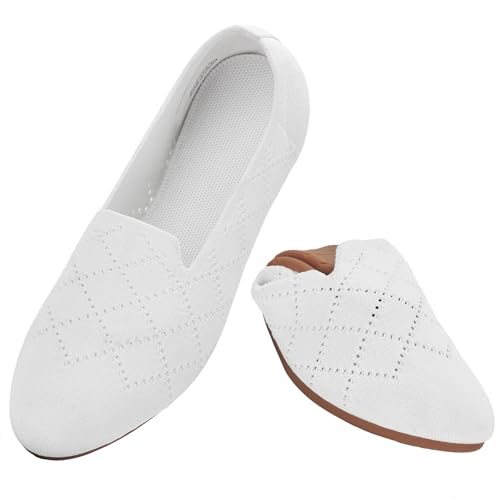 Puxowe Damen Ballerina Flache Schuhe Runde Zehe Strick Kleid Schuhe Niedriger Keil Slip On Ballerina Walking Flats für Frauen Bequem 36 EU White Puxowe Damen Ballerina Flache Schuhe Runde Zehe Strick Kleid Schuhe Niedriger Keil Slip On Ballerina Walking Flats für Frauen Bequem 36 EU White von Puxowe