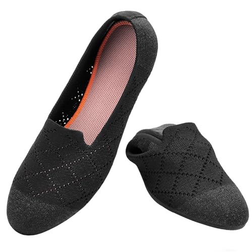 Puxowe Damen Ballerina Flache Schuhe Runde Zehe Strick Kleid Schuhe Niedriger Keil Slip On Ballerina Walking Flats für Frauen Bequem 39 EU Black/Orange Puxowe Damen Ballerina Flache Schuhe Runde Zehe Strick Kleid Schuhe Niedriger Keil Slip On Ballerina Walking Flats für Frauen Bequem 39 EU Black/Orange von Puxowe