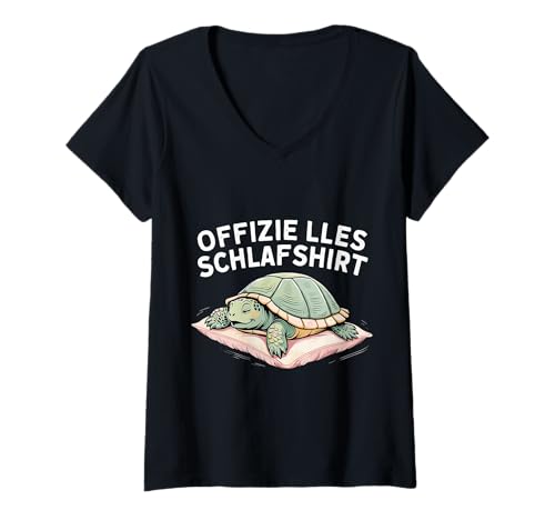 Damen Schildkröte Offizielles Schlafshirt Nachthemd Pyjama T-Shirt mit V-Ausschnitt Damen Schildkröte Offizielles Schlafshirt Nachthemd Pyjama T-Shirt mit V-Ausschnitt von Pyjama Nachthemd Schlafshirt Schlafanzug Ajeli