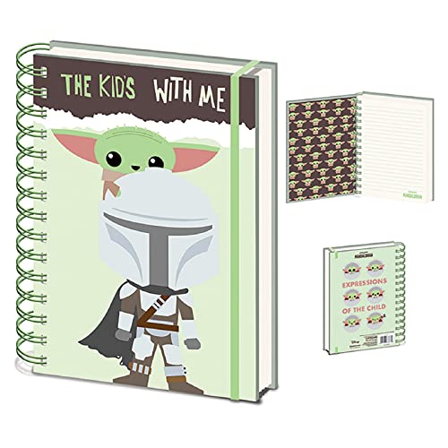 Pyramid Europe Star Wars Notizbuch (The Mandalorian 'The Kid's With Me' Design) drahtgebundenes Notizbuch und Journal A5, Star Wars Geschenke für Männer, Frauen und Kinder - Offizielles Lizenzprodukt von Pyramid International