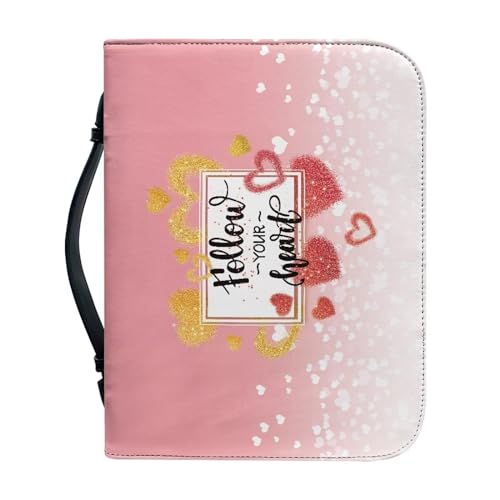 Pzuqiu Bibelhandtasche für Damen und Mädchen, PU-Leder, Bibel-Tragetasche mit Griff, tragbar, praktisch, Bibelschutztasche, Happy Valentinstag, M-9.2"x6.3"x1.6" von Pzuqiu