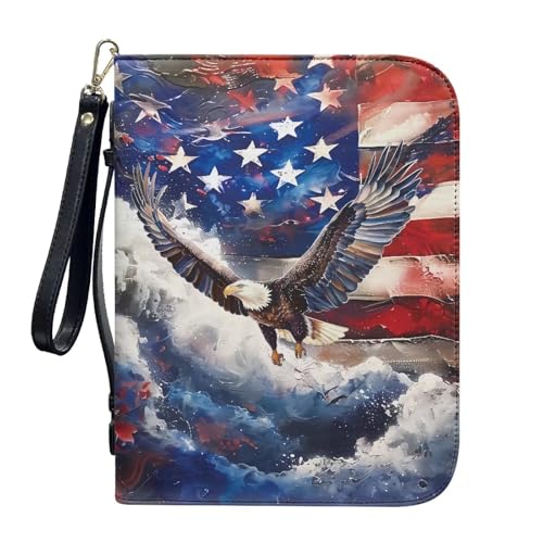 Pzuqiu Bibelhülle mit Lesezeichen, PU-Leder, Bibeltragetasche für Damen, Größe L-2XL, USA-Flagge, Adler-Druck, glatt, christliches Zubehör, Make-up-Tasche, Handtasche, USA-Flagge, Adler, Pzuqiu Bibelhülle mit Lesezeichen, PU-Leder, Bibeltragetasche für Damen, Größe L-2XL, USA-Flagge, Adler-Druck, glatt, christliches Zubehör, Make-up-Tasche, Handtasche, USA-Flagge, Adler, von Pzuqiu