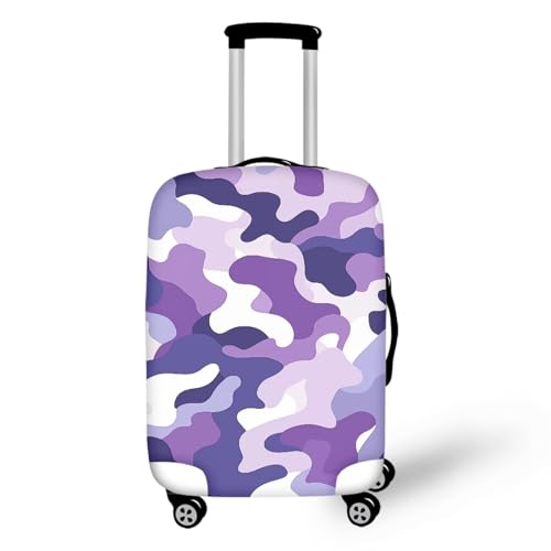 Pzuqiu Gepäckabdeckung, elastisch, waschbar, Koffer-Schutz, Reisekoffer-Abdeckung für Kinder und Erwachsene, Lila Camouflage, M (22-24 inch suitcase) von Pzuqiu