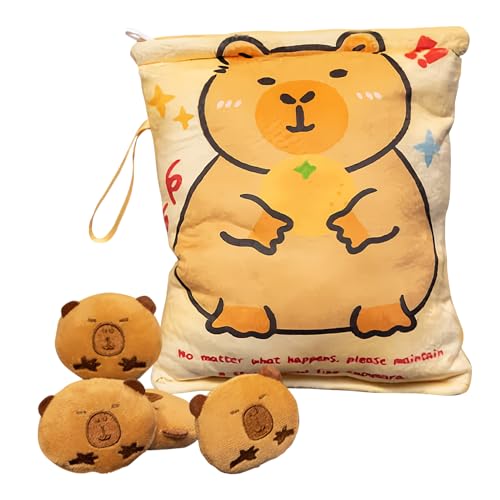 Capybara Snack-Tasche aus Plüsch, weiches Kissen mit Umhängeband, Schlüsselanhänger mit 4 Puppen für Vorschüler, Studenten, Frauen, Mädchen, Reisen, Picknick Capybara Snack-Tasche aus Plüsch, weiches Kissen mit Umhängeband, Schlüsselanhänger mit 4 Puppen für Vorschüler, Studenten, Frauen, Mädchen, Reisen, Picknick von Pzuryhg