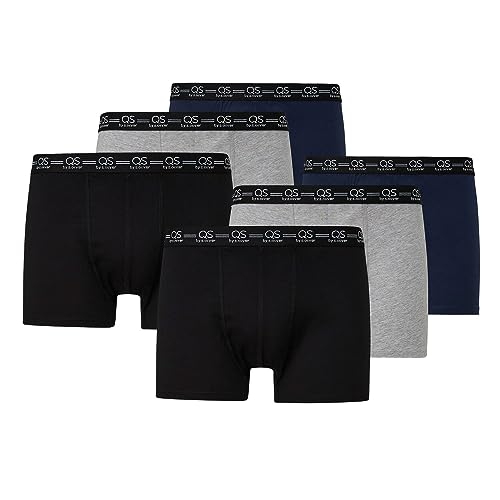 QS by s.Oliver Herren Boxershorts | Schwarz/Navy/Grau | Gr. M | 6 Stück von Q/S by s.Oliver