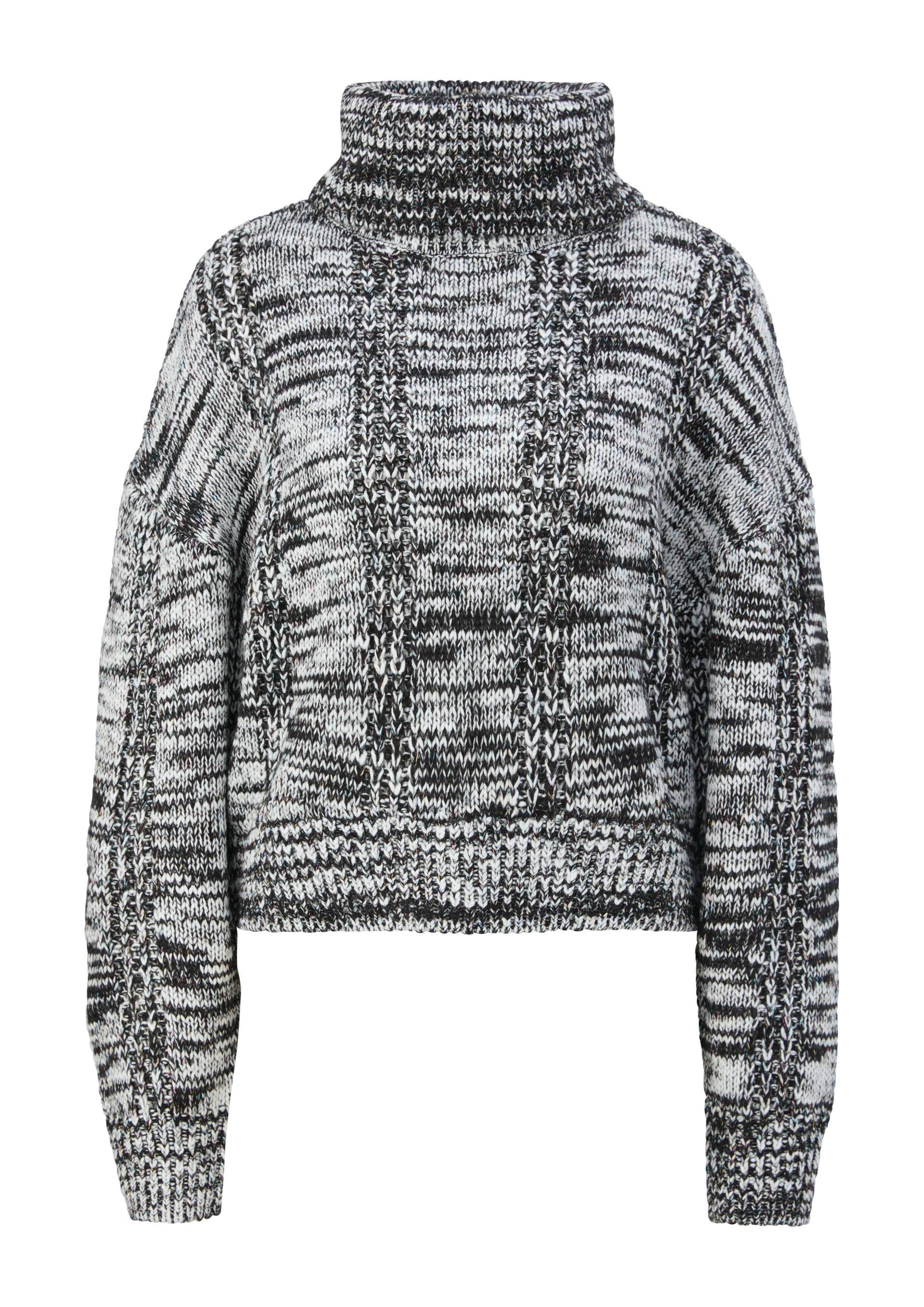 QS - Strickpullover mit Rollkragen, Damen, schwarz|grau von QS