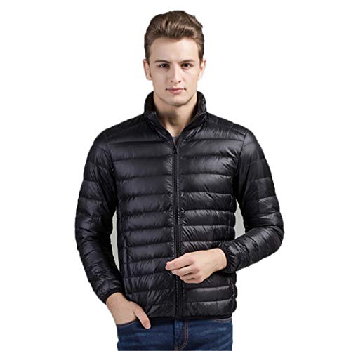 QCHENG Ultraleichte Daunenjacke Verpackbar Herbst Winter Warme Jacket Steppjacke Daunenmantel Schwarz X-Large von QCHENG