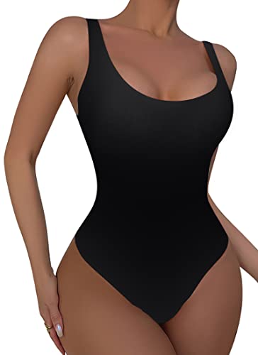 QDC Bodysuit Figurenformend Damen Body Shaper Bauchweg Shapewear Taillenformer Shapewear Tanga Tank Top Schwarz S von QDC