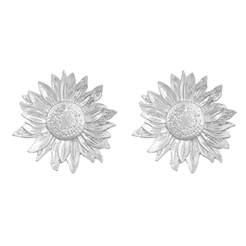 Böhmische Sonnenblumen-Ohrringe, Sonnenblumen-Blumen Ohrringe für Frauen, Sonnenblume Aussage Ohrringe, Sonnenblume Ohrstecker Schmuck, Sonnenblumen-Blumen-Ohrringe für Mädchen (Silber) von QDDollarsFun