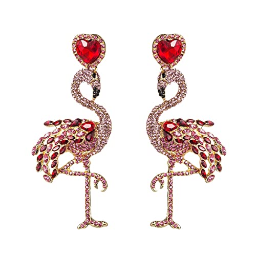 Flamingo-Tier-Ohrringe, Flamingo-Vogel-Ohrringe für Frauen, Böhmische Perlen Flamingo Ohrringe, Funkelnde Flamingo-Aussage-Ohrringe Flamingo-Boho-Schmuck, Rote Flamingo-Tropfen-Ohrringe für Mädchen von QDDollarsFun