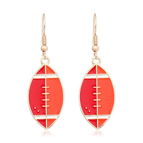 Rugby-Ohrringe, Fußball-Aussage-Ohrringe für Frauen, Böhmisch Orange Fußball Sport Ohrstecker Fußball Sport Boho Schmuck, amerikanisch Fußball Tropfen Ohrringe für Mädchen von QDDollarsFun