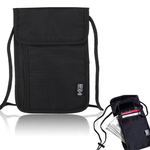 QESSUVNC Brustbeutel Herren Brusttasche Reisegeldbeutel mit RFID-Schutz Wasserdicht Diebstahlsichere Tasche Passport Tasche Brustbeutel Damen, Kinder, Jungen, Herren für Smartphone und Reise Dokumente von QESSUVNC