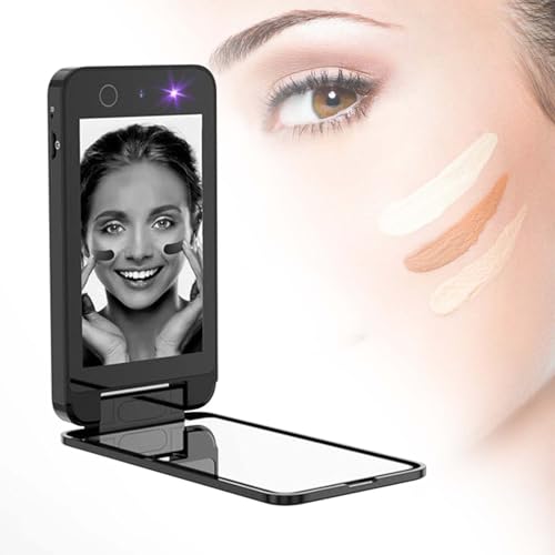 Kompakter, 10 Cm GroßEr, Doppelseitiger, Tragbarer Kosmetikspiegel Mit Led-VergrößErung, Wiederaufladbar üBer Usb, Gesichts-Sonnenschutz-Entfernung,Black Kompakter, 10 Cm GroßEr, Doppelseitiger, Tragbarer Kosmetikspiegel Mit Led-VergrößErung, Wiederaufladbar üBer Usb, Gesichts-Sonnenschutz-Entfernung,Black von QFGain