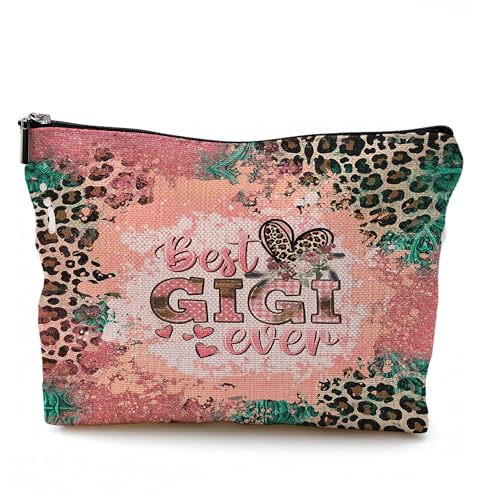 QGFM Gigi Gifts for Grandma Makeup Cosmetic Bag - Gigi Mothers Day Gifts, Gigi Grandma Gifts from Grandchildren, Best Gigi Ever Gifts, Best Gigi Ever Leopard Small Makeup Bag for Purse von QGFM