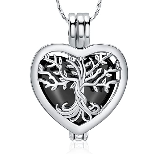 QGJNSGC Einäscherungsschmuck Herz Urne Halsketten für Asche für Frauen Blume Memorial Mini Keepsake Asche Hollow Anhänger von QGJNSGC