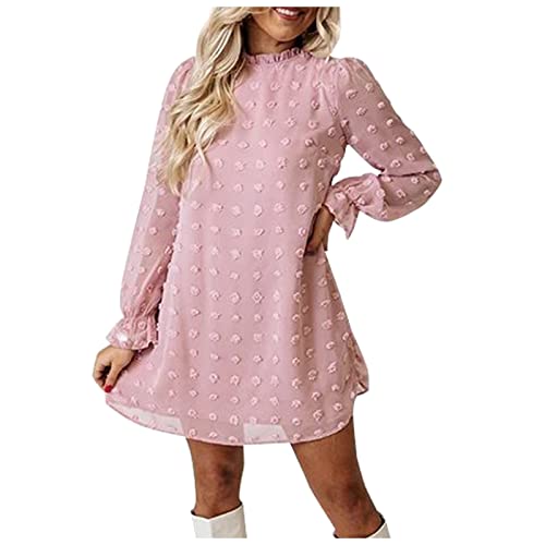 QHDDP Hall Oween Kostum Damen Gruselig Sexy Kleider Mädchen Kleider Winter Kleider Jeans Kleider Damen Winter Weisse Kleider Damen Rosa L von QHDDP