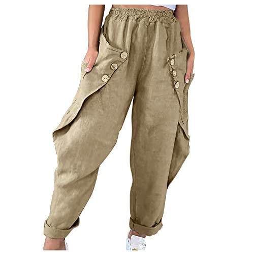 QHDDP Sporthosen Lederimitat Leggings Sporthosedamen Glanz Leggings Damen Jetlag Hose WeißE Jogginghose Hosenrock Winter Fitness Hosen Damen Weite Hose Damen WeißE (Khaki, XXL) von QHDDP