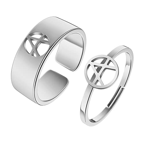 QIAMNI 2 Pcs Edelstahl Atheist Ringe für Frauen Männer einstellbar Freundschaft passende Versprechen Ringe für Paare von QIAMNI