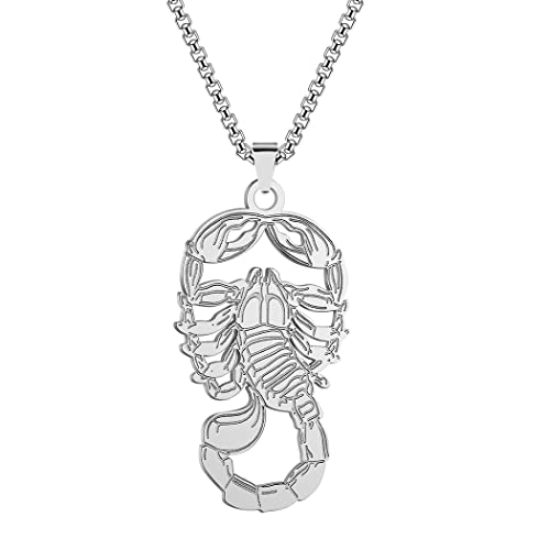 QIAMNI Skorpion Halskette Edelstahl Gold Silber Skorpion Horoskop Sternzeichen Anhänger Halskette Charme für Frauen und Mädchen (Silver) von QIAMNI