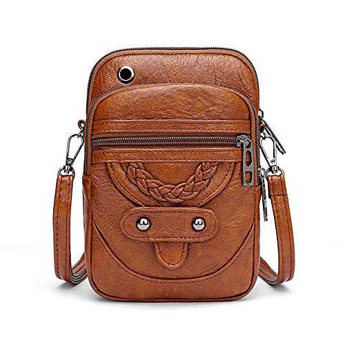 QIANSHENG Damen Vintage Umhängetasche Kleine Umhängetasche Mini Umhängetasche Bargeld Handtasche Brieftasche Handy Geldbörse Retro Klapptasche von QIANSHENG