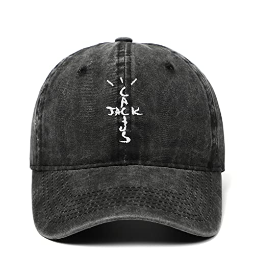 100% Baumwolle Cactus Jack Baseballmützen Travis Scott Unisex Astroworld Papa Hut Astroworld Stickerei Herren Damen Sommerhut, Schwarze Waschung, 55/60 cm von QICAT