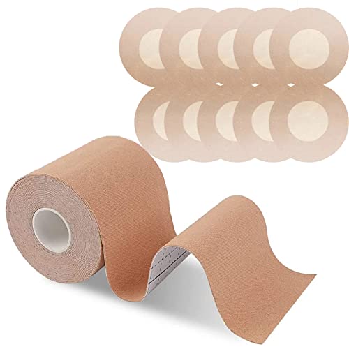 QICEDER Klebe BH Push Up Große Brust Boob Tape BH Rückenfrei Trägerloser BH Push Up Wiederverwendbare Unsichtbar Silikon Brüste Nippelpads Body Tape für Abendkleider, Ballkleid, Hochzeitskleid von QICEDER