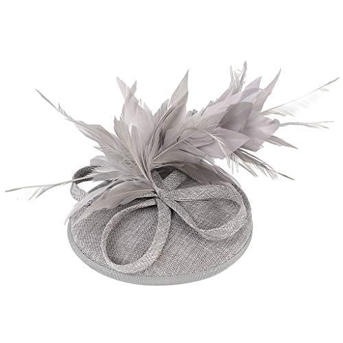 Fascinator Damen Damen Elegant Fascinator Haarreif Für Hochzeit Cocktail Wedding Church Party Hair Clip Flower Feather Tea Party Women Girls Hair Clip 1950s Vintage Fascinator Hat von QIFLY