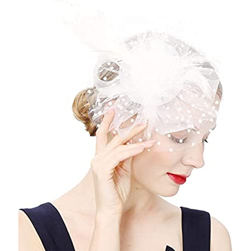 Fascinator Damen Damen Fasching Kostüm Accessoires Wedding Bridal Fascinator Hat Halloween Costume Fascinator Wedding Ascot Hat Birdcage Veil von QIFLY