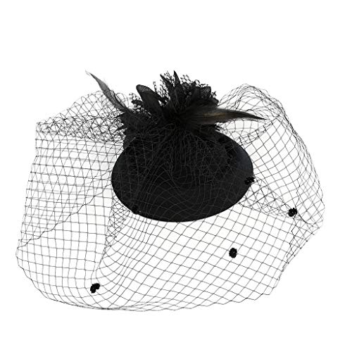 Fascinator Damen Women's Tea Party Wedding Baseball Caps Mesh for Costume Carnival Theme Party Flower Fascinator Feather Brooch Corsage Hair Clip Banquet Hat Headband von QIFLY