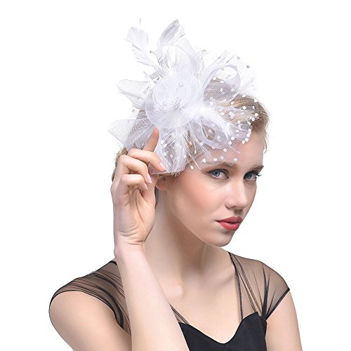 Fascinator Schwarz Women's Fascinator Hat Wedding Hat Headwear Elegant Cocktail Wedding Headbands for Women Girls Fascinator Pill Box Hat Wedding Clip von QIFLY