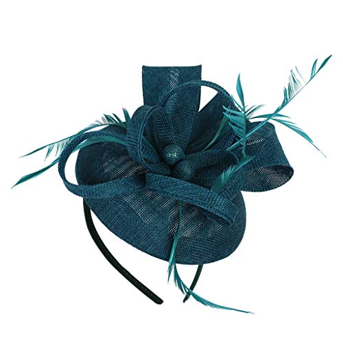 Kopfschmuck Fascinator Damen Fasching Kostüm Accessoires Mesh for Costume Carnival Theme Party Feather Veil Mesh Headband Fascinator Hut Headpiece for Cocktail Wedding Vintage Tea Party von QIFLY