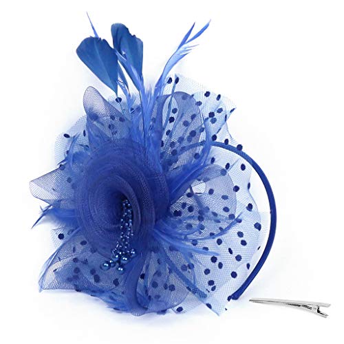 Kopfschmuck Fascinator Damen Fasching Kostüm Accessoires Vintage Banquet Headwear Fascinators Hat Flower Feather Mesh Elegant Bridal Tea Party Hat Fascinator Hüte Für Frauen von QIFLY