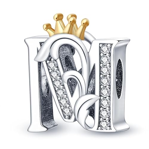 QIKAOLA 925 Sterling Silber Buchstabe Charms A-Z Alphabet Perlen für Pandora Armband und Halskette Silber Charme Perlen Anhänger Kompatibel mit europäischen Armbänder Halskette für Frauen von QIKAOLA