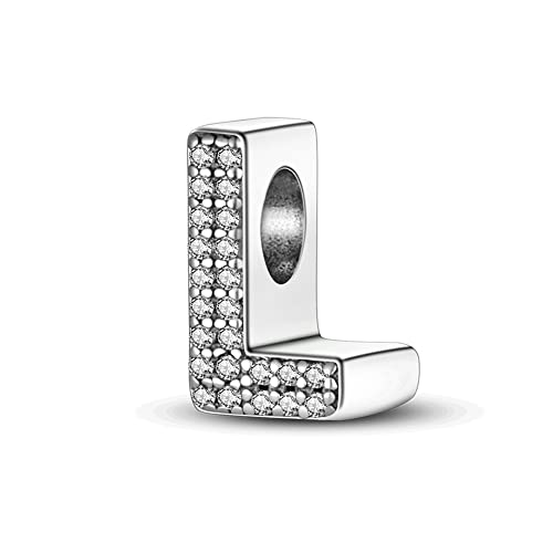 QIKAOLA 925 Sterling Silber Buchstaben Charms A-Z Alphabet Perlen für Pandora Armband und Halskette Cubic Zirkone Charm Perlen Anhänger fit für europäische Armbänder Halskette für Frauen Mädchen von QIKAOLA