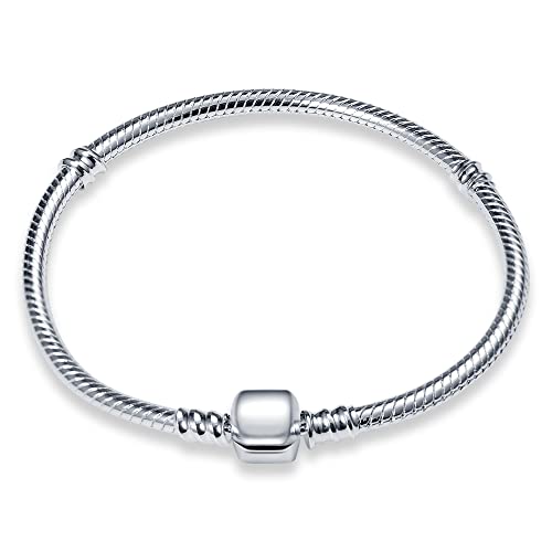 QIKAOLA Armband für Frauen 925 Sterling Silber Schlange Kette Charm Armband mit Herz Schmetterling Verschluss Armband Passt für jeden Charme Perlen Schmuck Armbänder Geschenk für Mädchen von QIKAOLA