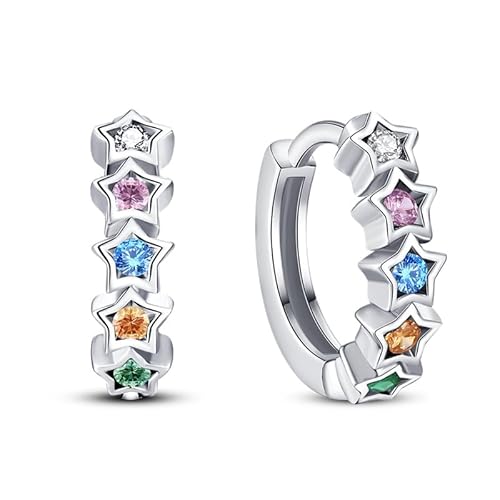 QIKAOLA 925 Sterling Silber Ohrringe für Frauen Bunte Creolen Kleine Creolen Huggie-Ohrringe Hypoallergene Ohrringe für Mädchen von QIKAOLA